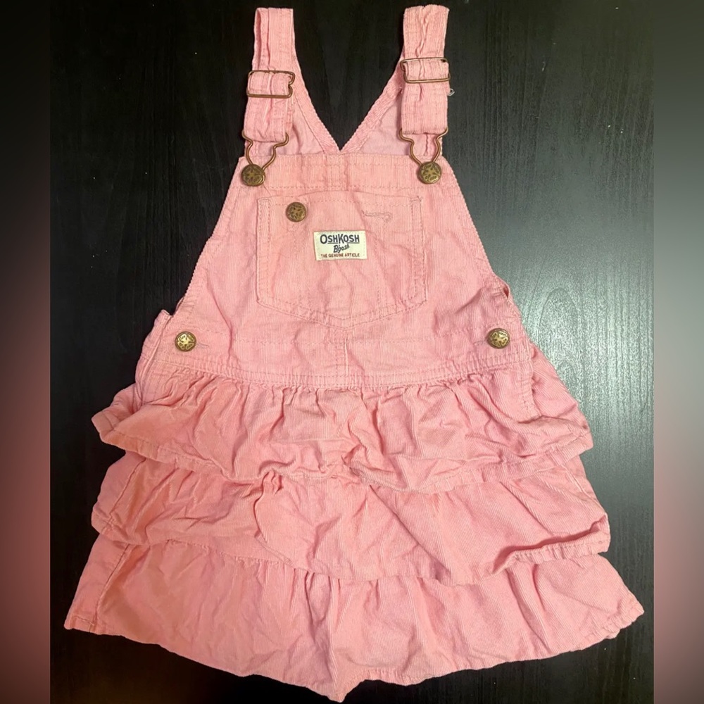 Oshkosh B'gosh Girls 4 Toddler Overall Dress Pink Buttons